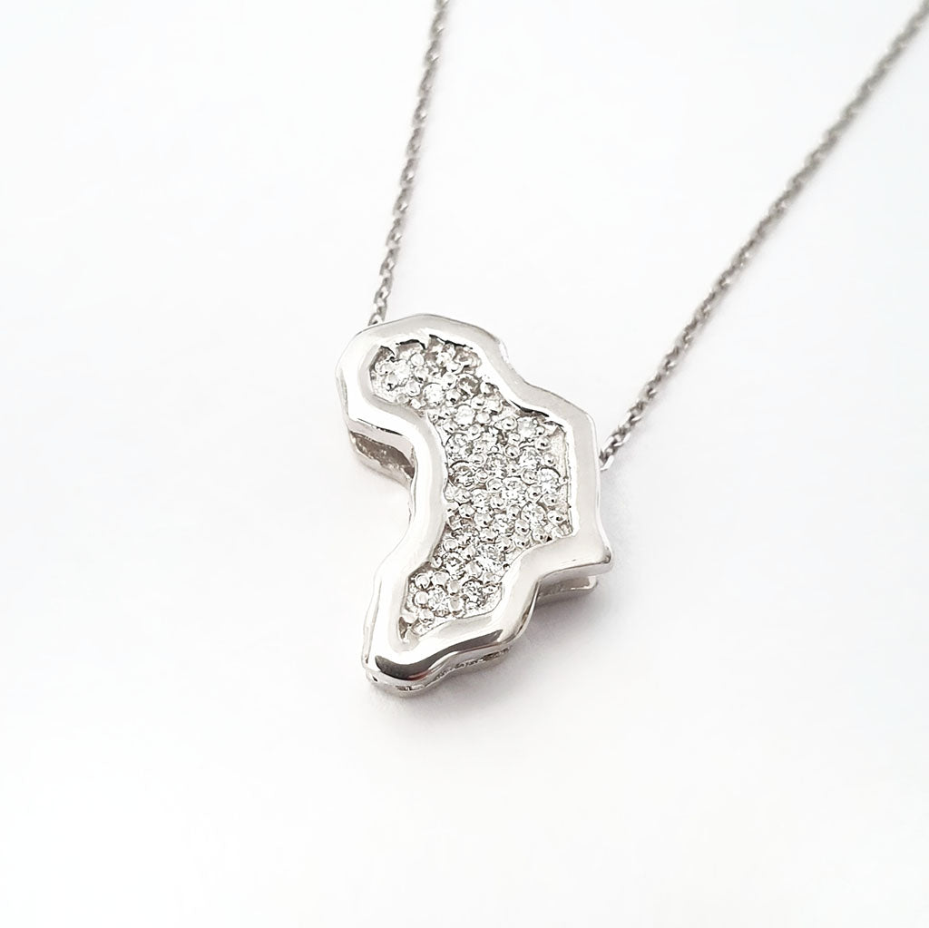 Map of Africa Slider Pendant with White Diamonds
