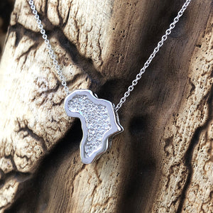 Map of Africa Slider Pendant with White Diamonds