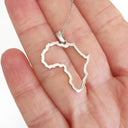 Map of Africa White Gold Outline Pendant