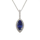 Marquise-Cut Tanzanite, Diamond Halo and Pavé Bale Pendant