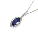 Marquise-Cut Tanzanite, Diamond Halo and Pavé Bale Pendant