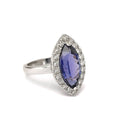 Marquise Cut Tanzanite and Diamond Halo Ring