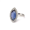 Marquise Cut Tanzanite and Diamond Halo Ring