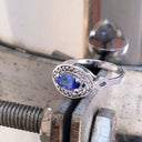 Marquise Cut tanzanite and Diamond Halo Ring