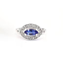 Marquise Cut tanzanite and Diamond Halo Ring
