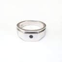Mens / Unisex Solitaire Black Diamond Signet Ring