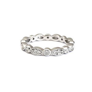 Milgrain Marquise and Dot Diamond Full Eternity Wedding Band