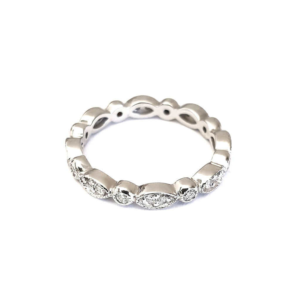 Milgrain Marquise and Dot Diamond Full Eternity Wedding Band