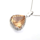 Modified Pear cut Morganite and Diamond Halo Pendant