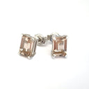  Morganite Emerald Cut Studs