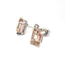  Morganite Emerald Cut Studs