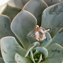 Morganite Pear Cut White Gold with Diamond Shoulder Highlight Ring