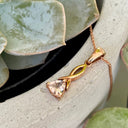 Morganite Twisted Bale Trilliant Cut Rose Gold Pendant