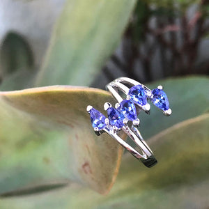 Multi Pear Cut Tanzanite White Gold Ring