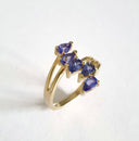 Multi Pear Cut Tanzanite Yellow Gold Ring