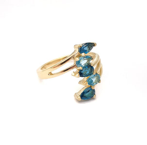 Multi Pear Cut Topaz and London Blue Topaz Ring