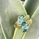 Multi Pear Cut Topaz and London Blue Topaz Ring