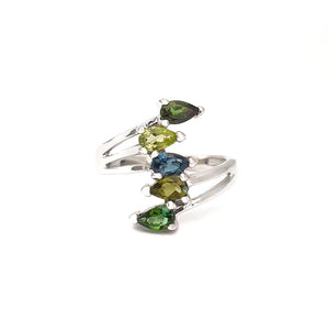 Multi Pear Cut Tourmaline and London Blue Topaz Ring