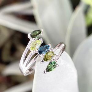 Multi Pear Cut Tourmaline and London Blue Topaz Ring