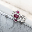Multiband Octagonal and Round Cut Ruby Ring