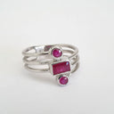 Multiband Octagonal and Round Cut Ruby Ring
