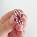 Multiband Octagonal and Round Cut Ruby Ring