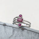 Multiband Octagonal and Round Cut Ruby Ring