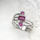 Multiband Octagonal and Round Cut Ruby Ring