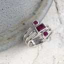 Multiband Octagonal and Round Cut Ruby Ring