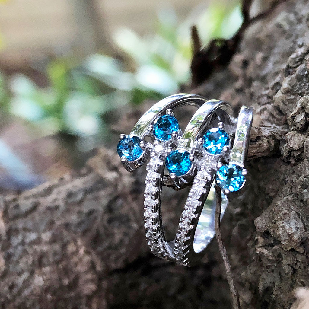 Multiband London Blue Topaz And Diamond Ring Afrogem Jewellers