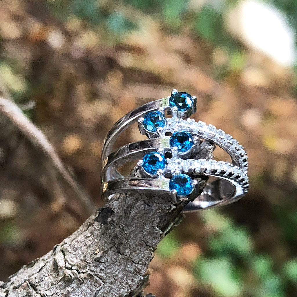 Multiband London Blue Topaz And Diamond Ring Afrogem Jewellers
