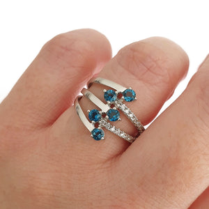 Multiband London Blue Topaz And Diamond Ring