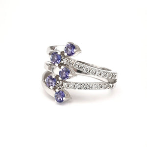 Multiband Tanzanite and Diamond Ring