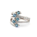 Multiband Topaz, Diamond and White Gold Ring