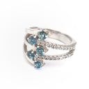 Multiband Topaz, Diamond and White Gold Ring
