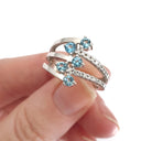 Multiband Topaz, Diamond and White Gold Ring