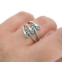 Multiband Topaz, Diamond and White Gold Ring