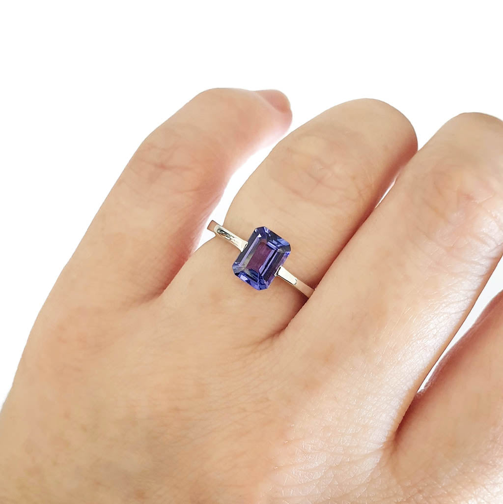 Octagonal Cut Tanzanite Ring