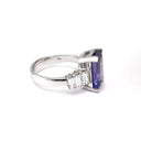 Octagonal Emerald Cut Tanzanite and Baguette Diamond Ring