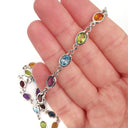 Open Bezel Set Oval Cut Rainbow Necklace