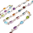 Open Bezel Set Oval Cut Rainbow Necklace
