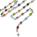 Open Bezel Set Oval Cut Rainbow Necklace