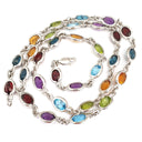 Open Bezel Set Oval Cut Rainbow Necklace