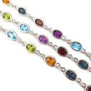 Open Bezel Set Oval Cut Rainbow Necklace