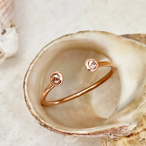 Open Rose Gold Double Bezel Morganite Stacking Ring