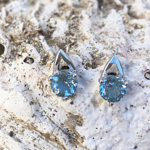 Open V Oval Cut Aquamarine Earrings