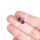  Open V Round Cut Amethyst Earrings