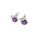 Open V Round Cut Amethyst Earrings