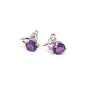 Open V Round Cut Amethyst Earrings