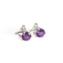 Open V Round Cut Amethyst Earrings